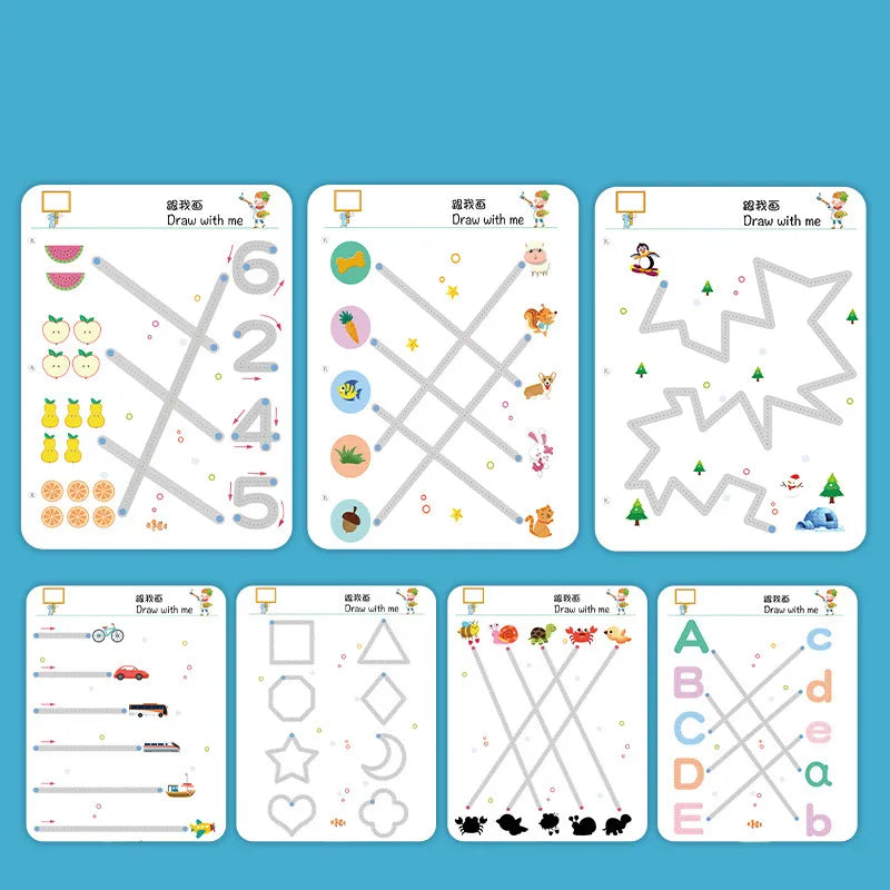 64-Page Reusable Tracing Workbook for Kids – 2 Markers & Attached Duster