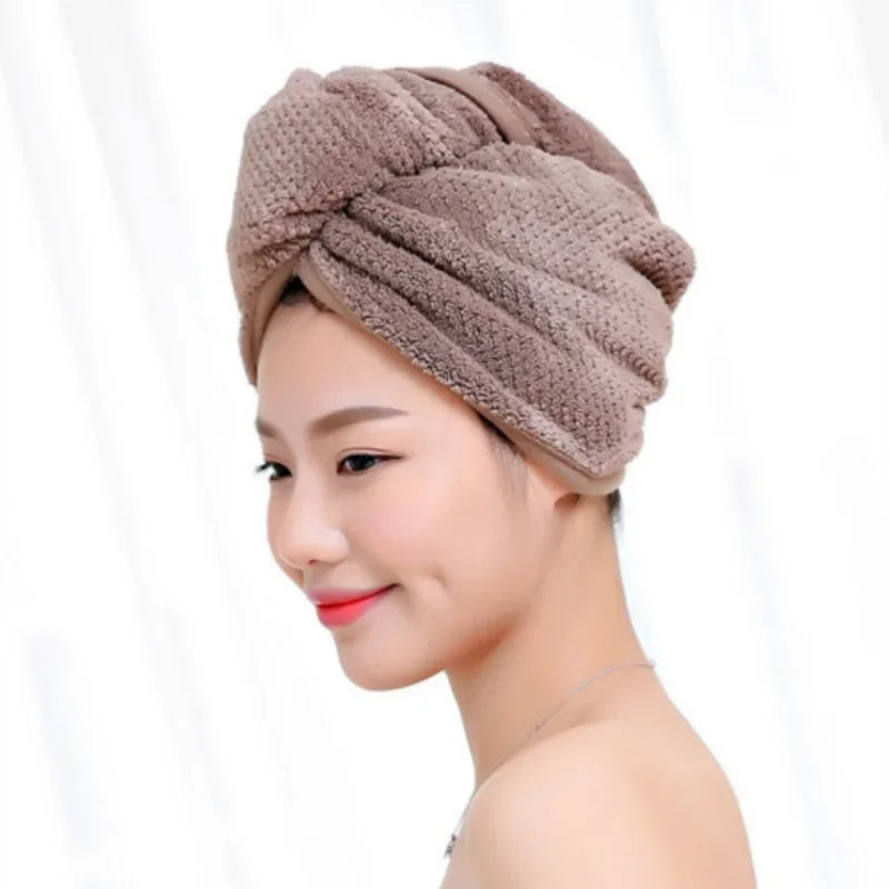 Microfiber hair drying towel cap for women