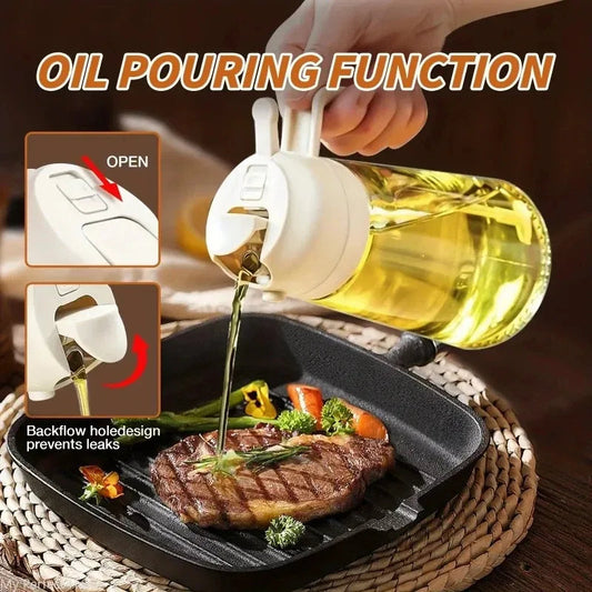 2-in-1 Olive Oil Dispenser Bottle – 500ML Spray & Pour Cooking Oil Bottle