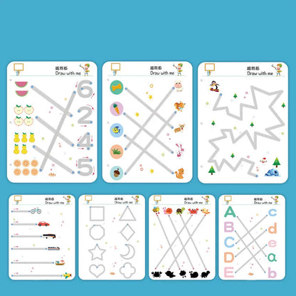 64-Page Reusable Tracing Workbook for Kids – 2 Markers & Attached Duster