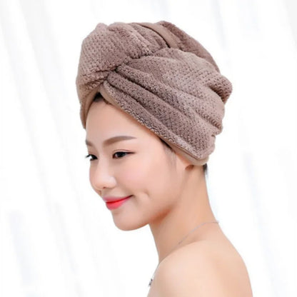Microfiber hair drying towel cap for women